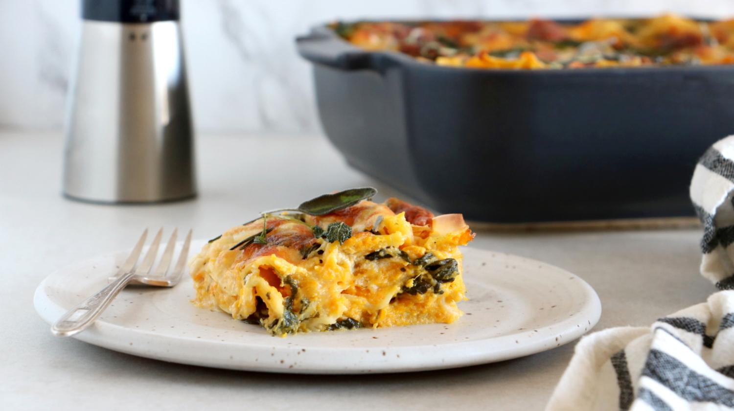 Butternut Squash, Spinach and Goat Cheese Lasagna - Peugeot Saveurs