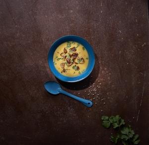 Crème de potiron cannelle, champignons de Paris