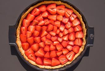 Tarte aux fraises et son coulis (sans beurre ni sucre raffiné)