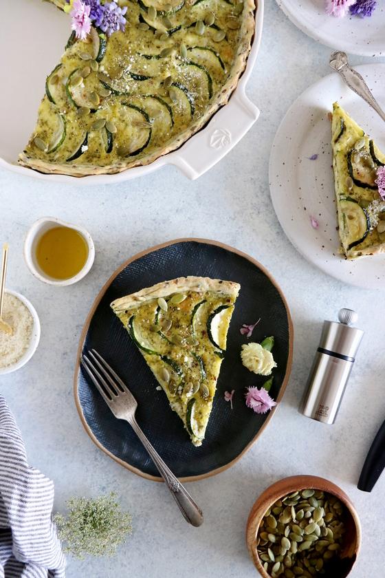 Courgette Quiche with Pesto and Seeds - Peugeot Saveurs