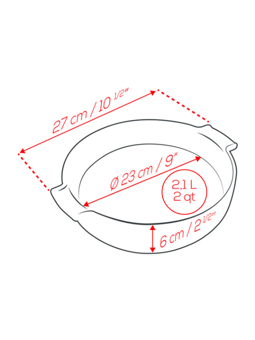 PEUGEOT Plat Four Céramique Rond Rouge 27 Cm - Contenance 2,1 L - Garanti 10 Ans - Fabrication Française