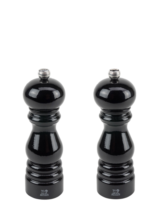 Paris salt and pepper mill set, wood, black lacquer, 18cm7in Peugeot