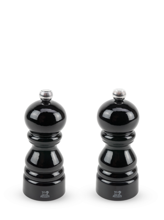 Paris Salt and pepper mill set, black lacquer, 12cm 4.75 in