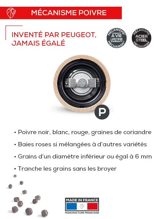 Peugeot Moulin à poivre manuel 12cm bois naturel à mouture